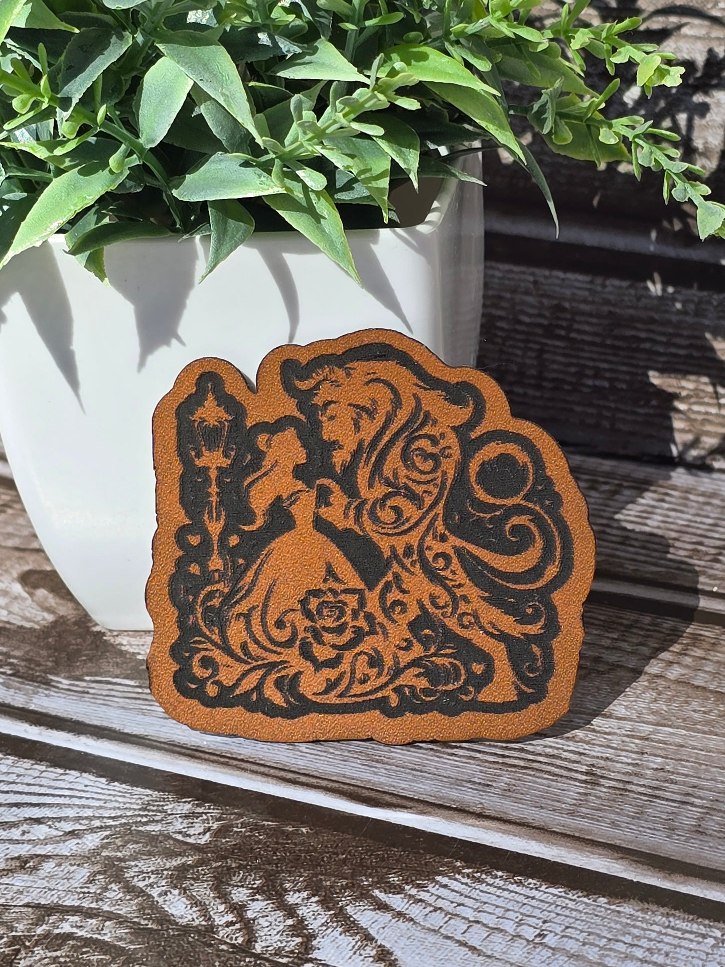 Beauty and the beast leatherette patch