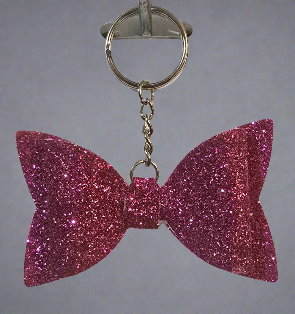 Sparkle pink Leather Bow Charm