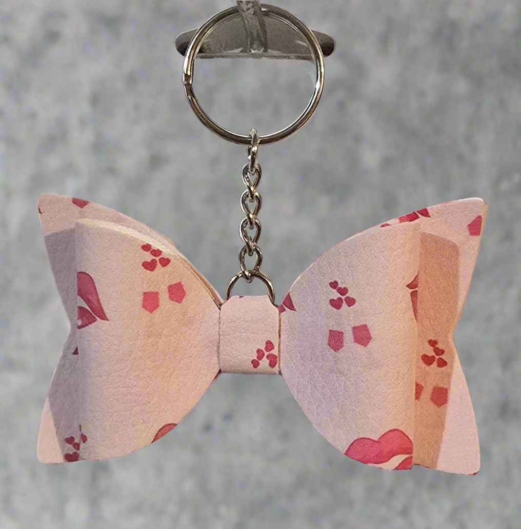 Valentines pink Leather Bow Charm