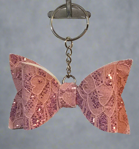 Lacey pink Leather Bow Charm